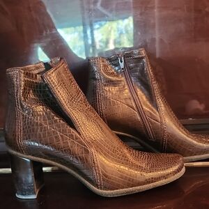 Franco Sarto Textured Brown Ankle Boots